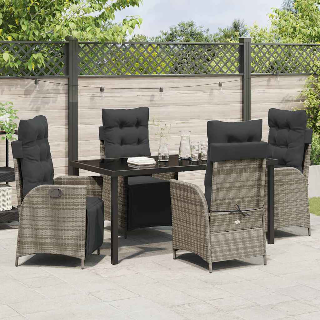 Garten Essgruppe mit Kissen 5 pcs Grau Poly-Rattan
