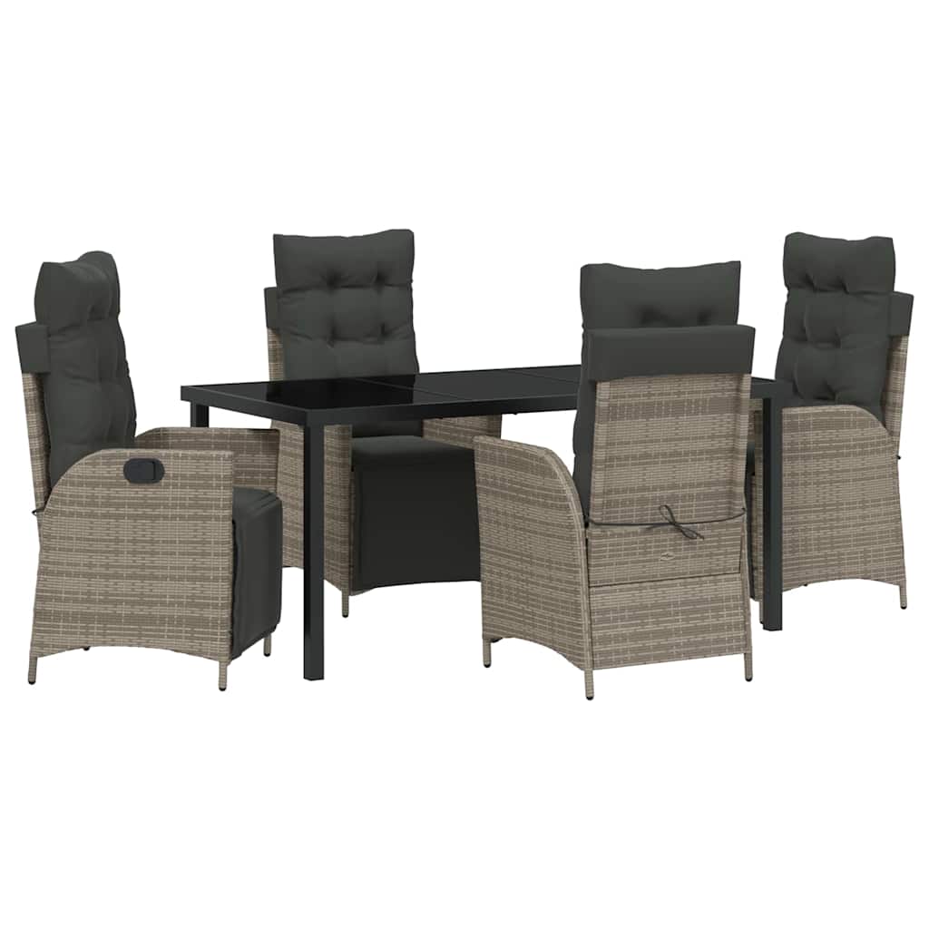 Garten Essgruppe mit Kissen 5 pcs Grau Poly-Rattan