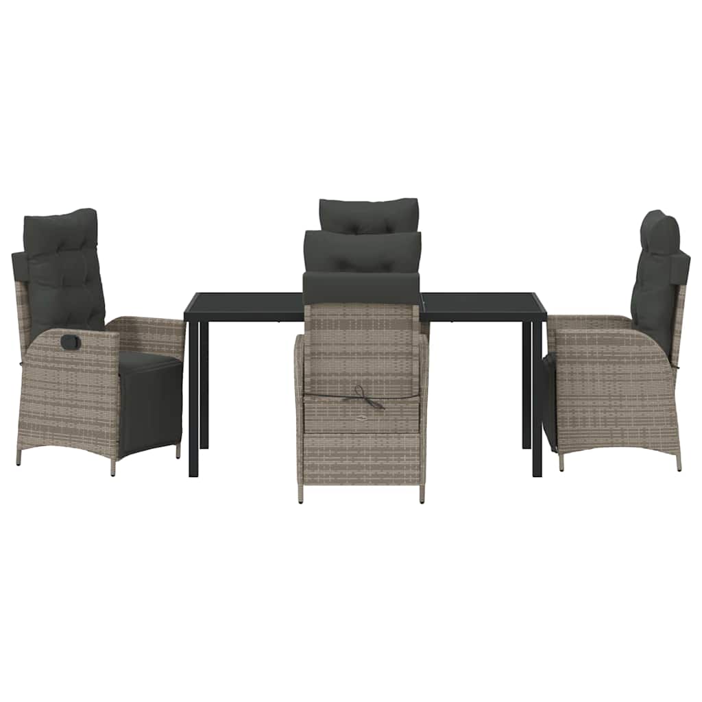 Garten Essgruppe mit Kissen 5 pcs Grau Poly-Rattan