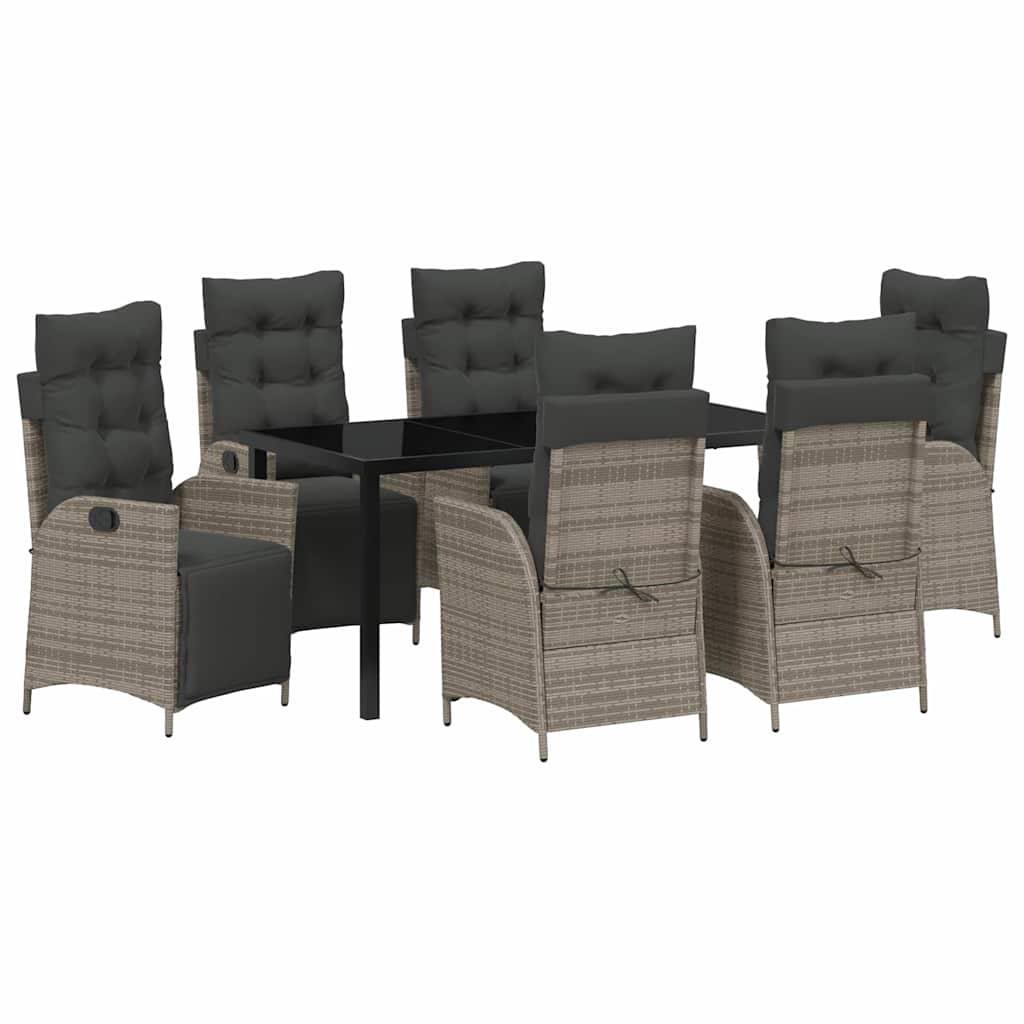 Garten Essgruppe mit Kissen 7 pcs Grau Poly-Rattan