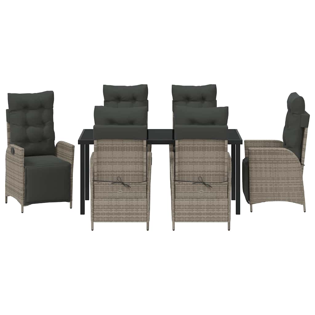 Garten Essgruppe mit Kissen 7 pcs Grau Poly-Rattan