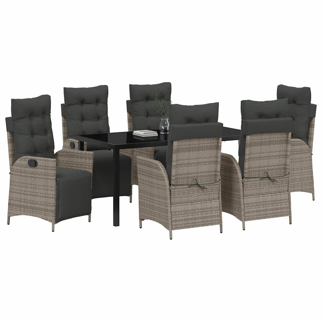 Garten Essgruppe mit Kissen 7 pcs Grau Poly-Rattan