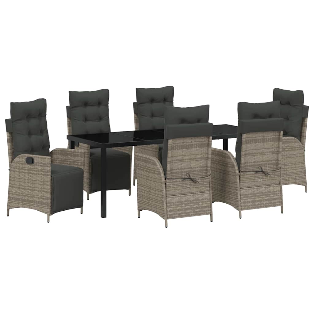 Garten Essgruppe mit Kissen 7 pcs Grau Poly-Rattan
