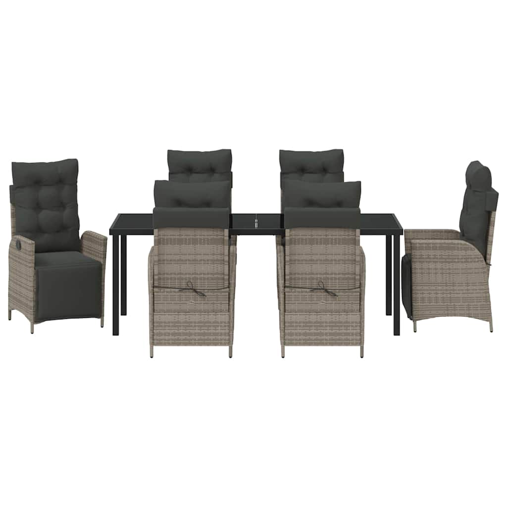 Garten Essgruppe mit Kissen 7 pcs Grau Poly-Rattan