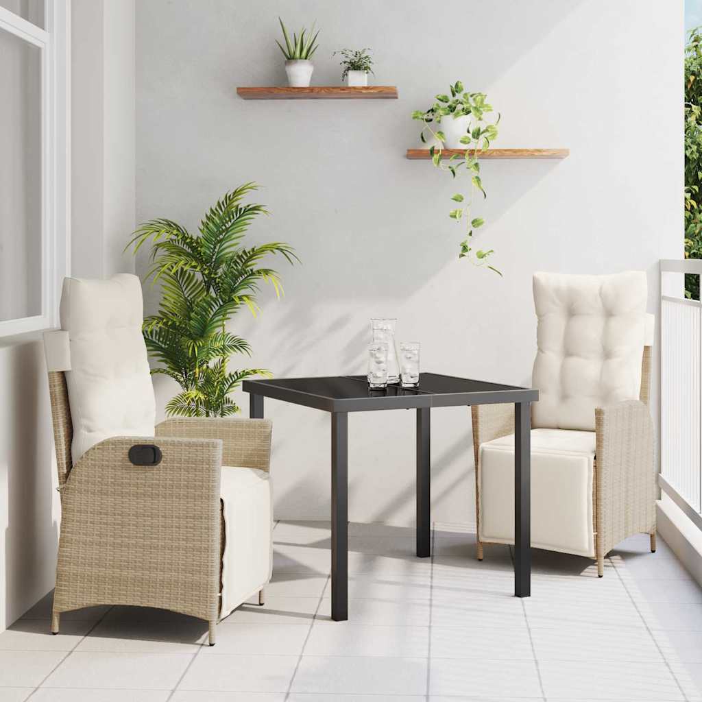 Garten Essgruppe mit Kissen 3 pcs Beige Poly-Rattan