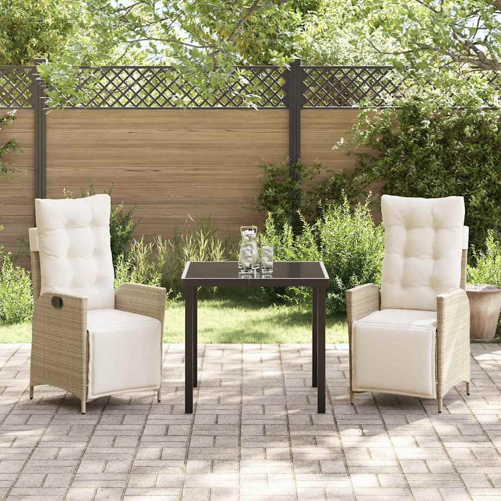 Garten Essgruppe mit Kissen 3 pcs Beige Poly-Rattan