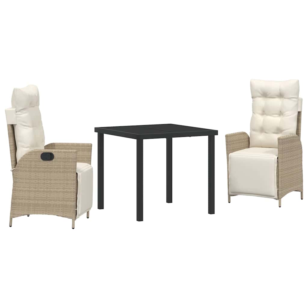 Garten Essgruppe mit Kissen 3 pcs Beige Poly-Rattan