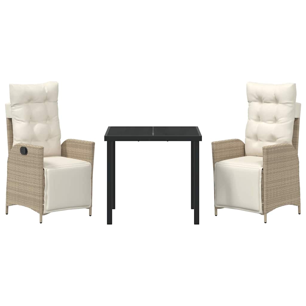 Garten Essgruppe mit Kissen 3 pcs Beige Poly-Rattan