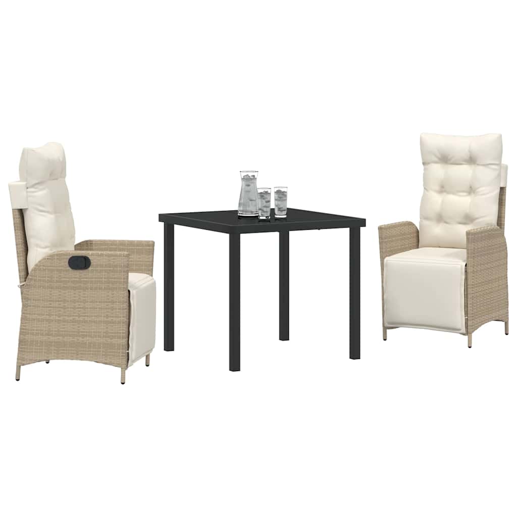 Garten Essgruppe mit Kissen 3 pcs Beige Poly-Rattan