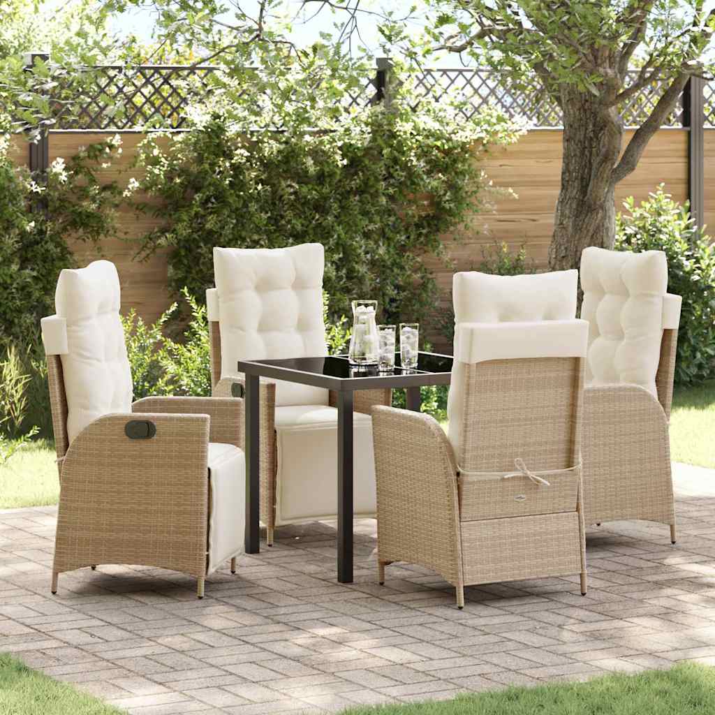 Garten Essgruppe mit Kissen 5 pcs Beige Poly-Rattan