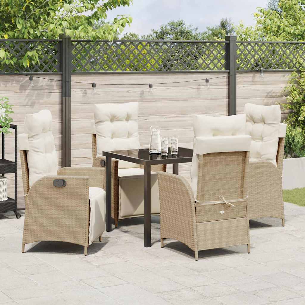 Garten Essgruppe mit Kissen 5 pcs Beige Poly-Rattan