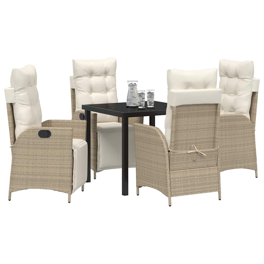 Garten Essgruppe mit Kissen 5 pcs Beige Poly-Rattan