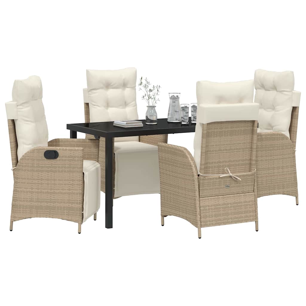 Garten Essgruppe mit Kissen 5 pcs Beige Poly-Rattan