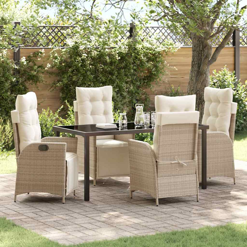 Garten Essgruppe mit Kissen 5 pcs Beige Poly-Rattan