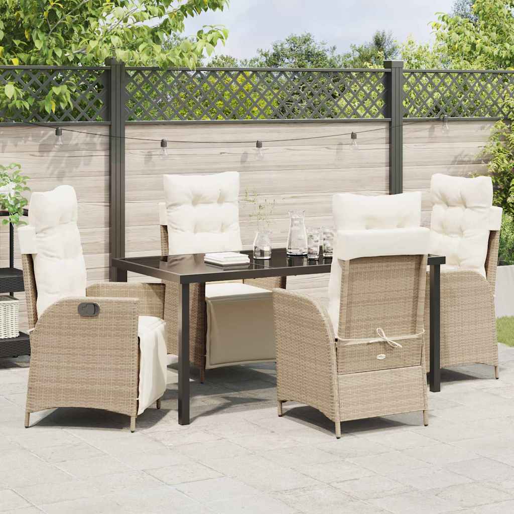 Garten Essgruppe mit Kissen 5 pcs Beige Poly-Rattan
