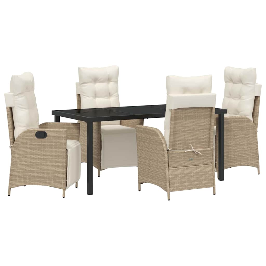 Garten Essgruppe mit Kissen 5 pcs Beige Poly-Rattan