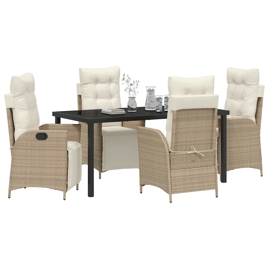 Garten Essgruppe mit Kissen 5 pcs Beige Poly-Rattan