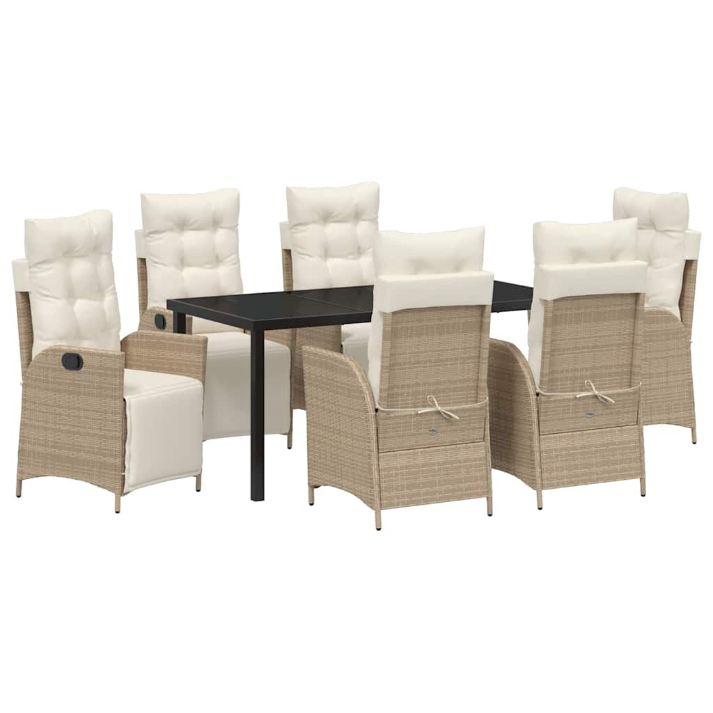Garten Essgruppe mit Kissen 7 pcs Beige Poly-Rattan