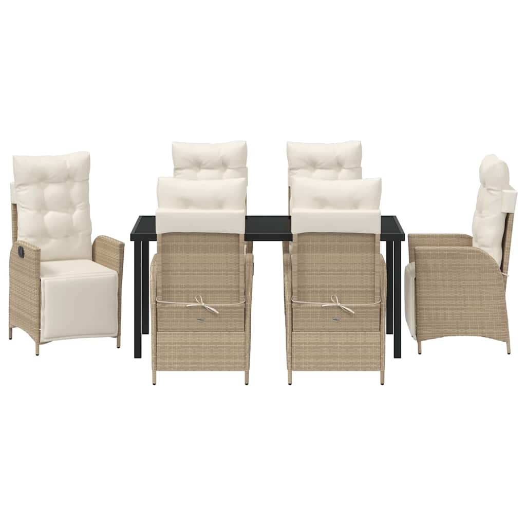 Garten Essgruppe mit Kissen 7 pcs Beige Poly-Rattan