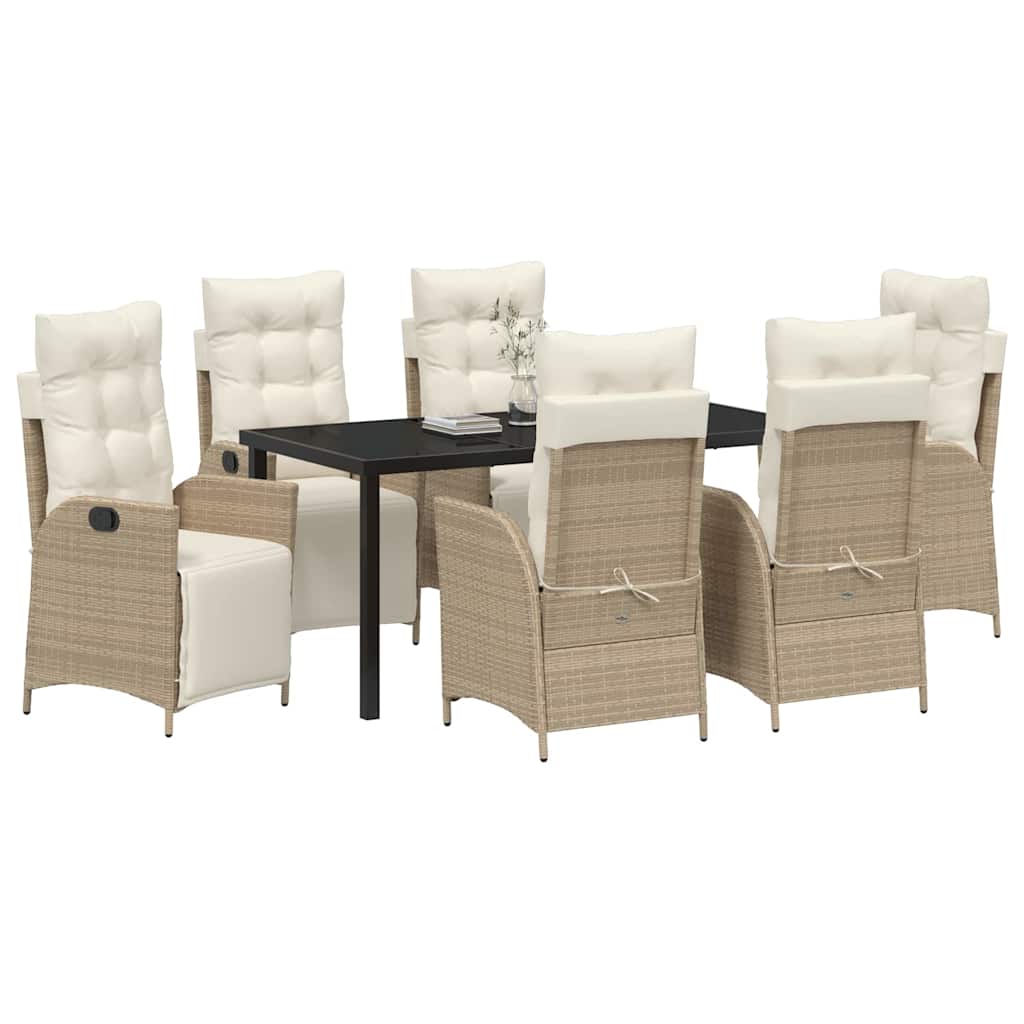 Garten Essgruppe mit Kissen 7 pcs Beige Poly-Rattan