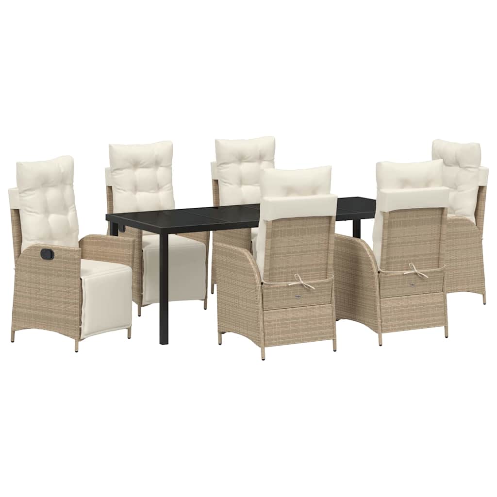Garten Essgruppe mit Kissen 7 pcs Beige Poly-Rattan