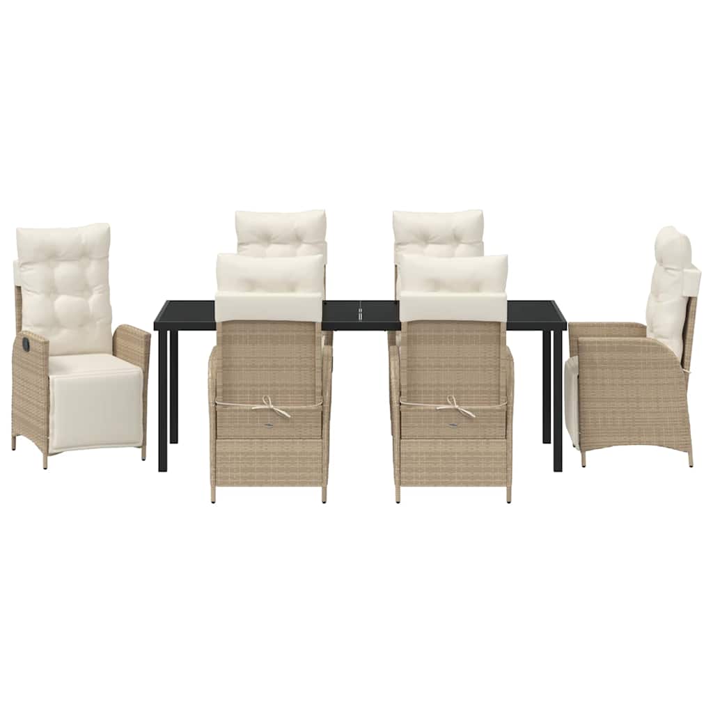 Garten Essgruppe mit Kissen 7 pcs Beige Poly-Rattan