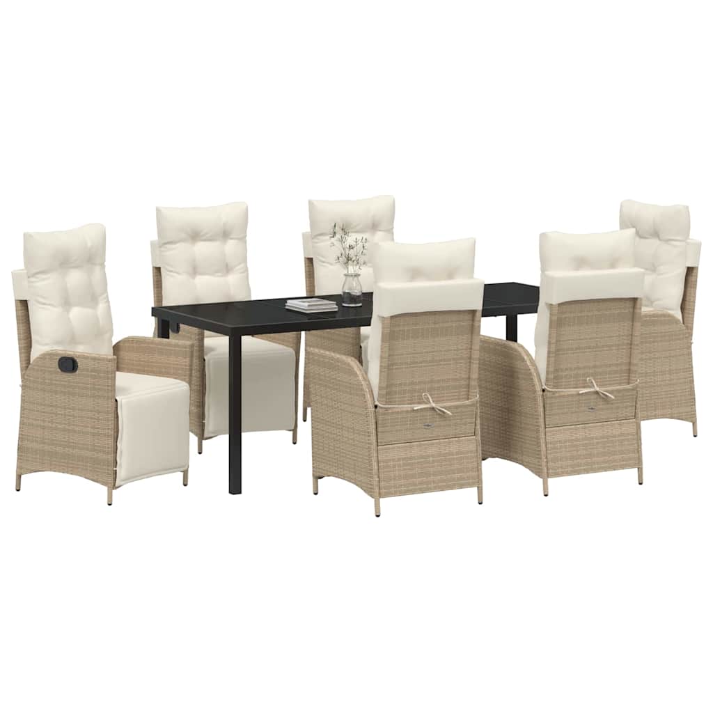 Garten Essgruppe mit Kissen 7 pcs Beige Poly-Rattan
