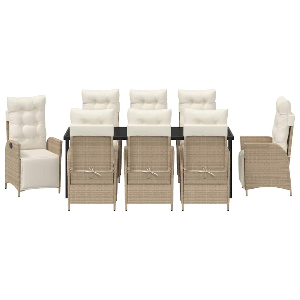 Garten Essgruppe mit Kissen 9 pcs Beige Poly-Rattan