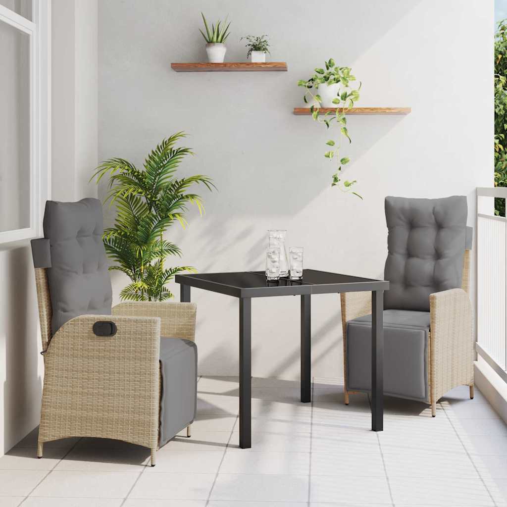Garten Essgruppe mit Kissen 3 pcs Beige Poly-Rattan