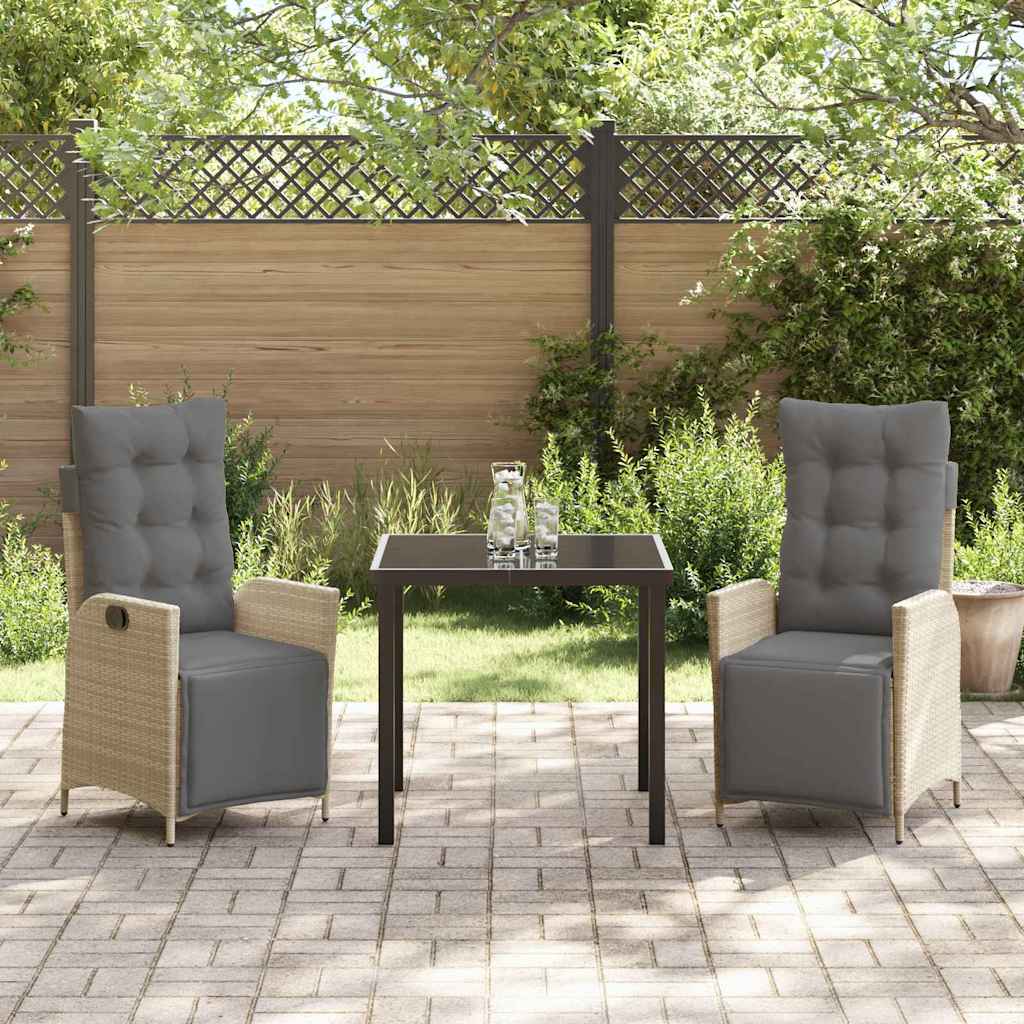 Garten Essgruppe mit Kissen 3 pcs Beige Poly-Rattan