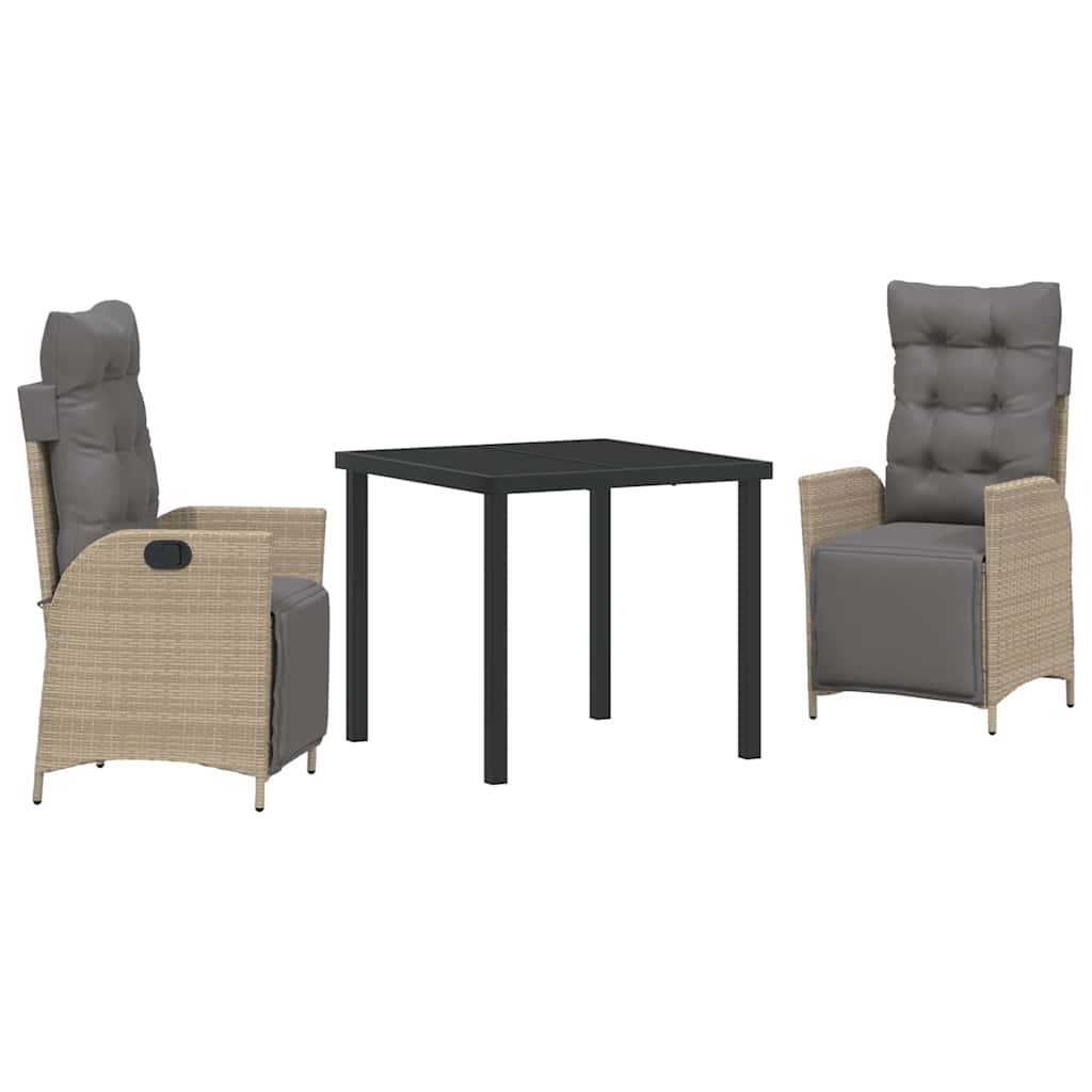 Garten Essgruppe mit Kissen 3 pcs Beige Poly-Rattan