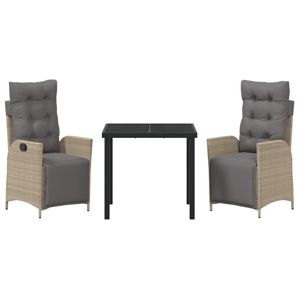 Garten Essgruppe mit Kissen 3 pcs Beige Poly-Rattan