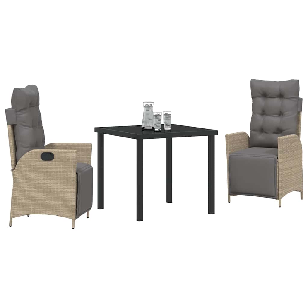 Garten Essgruppe mit Kissen 3 pcs Beige Poly-Rattan