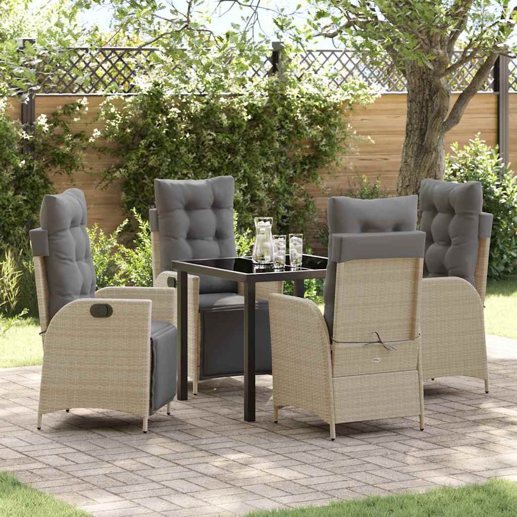 Garten Essgruppe mit Kissen 5 pcs Beige Poly-Rattan