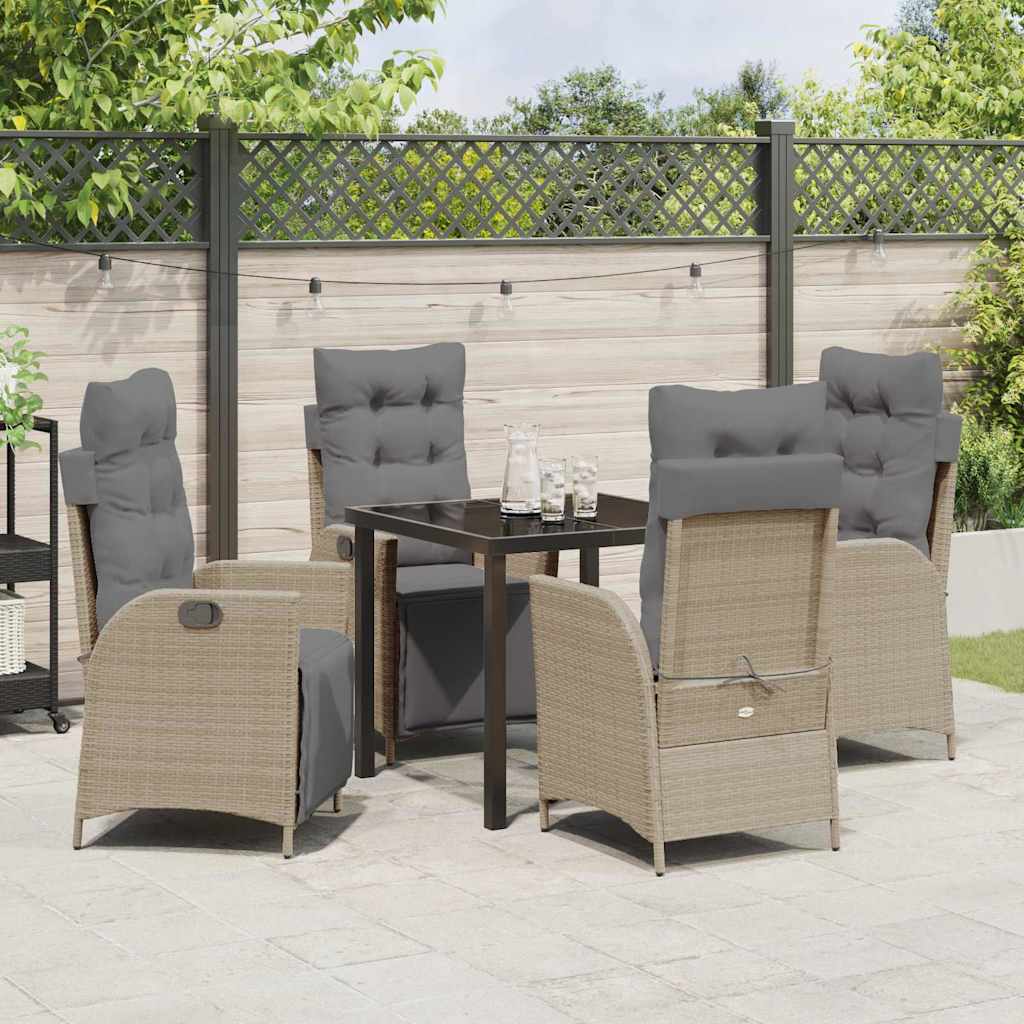 Garten Essgruppe mit Kissen 5 pcs Beige Poly-Rattan