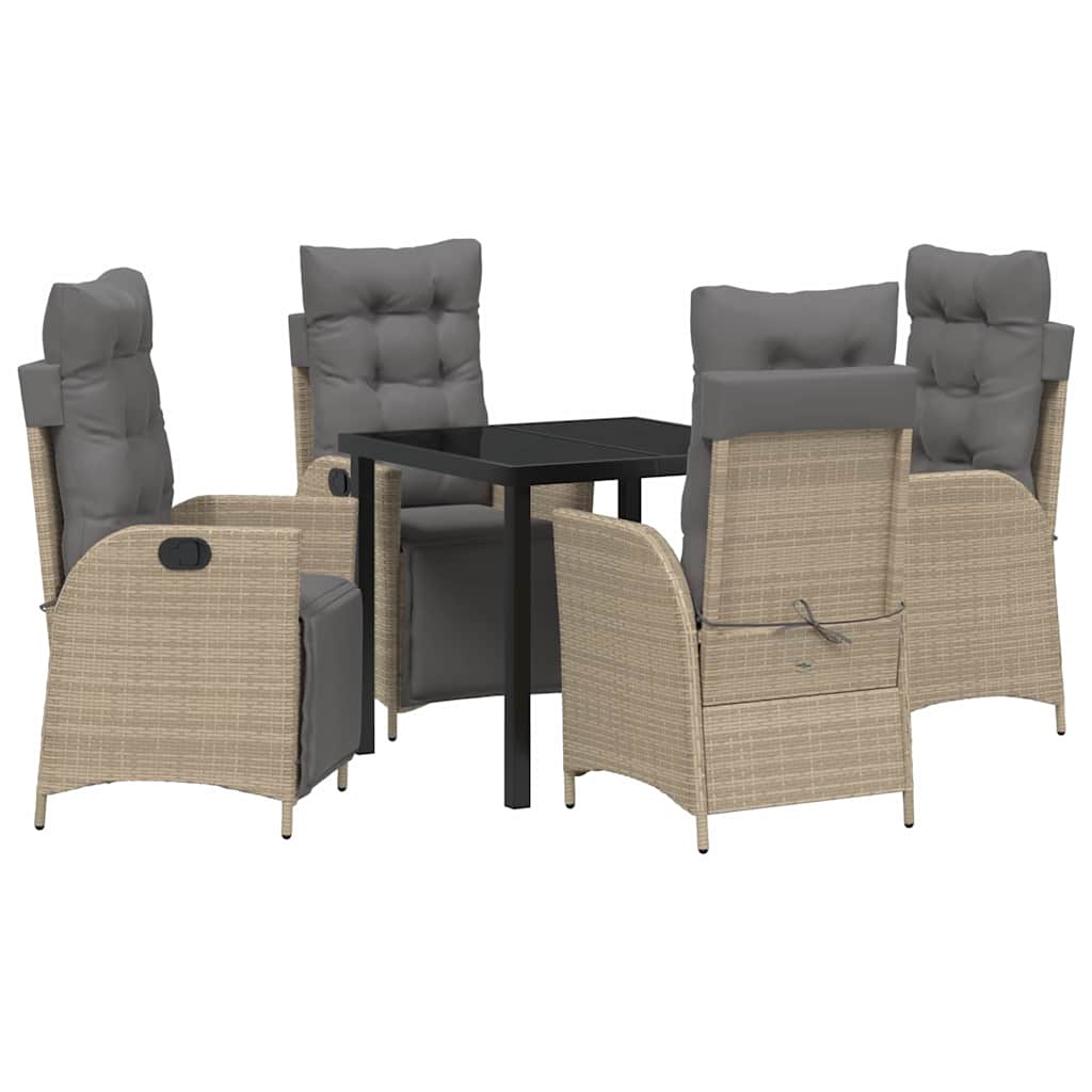 Garten Essgruppe mit Kissen 5 pcs Beige Poly-Rattan