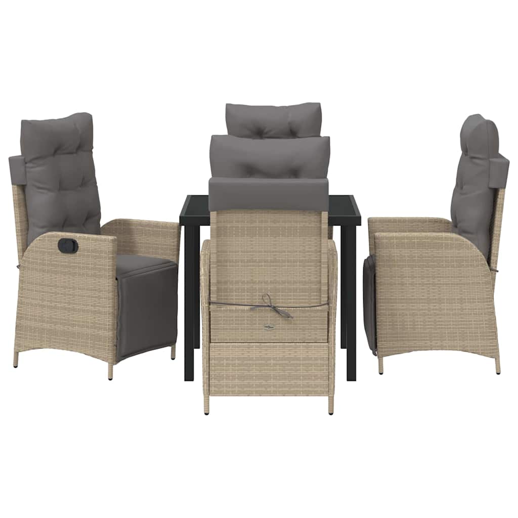 Garten Essgruppe mit Kissen 5 pcs Beige Poly-Rattan