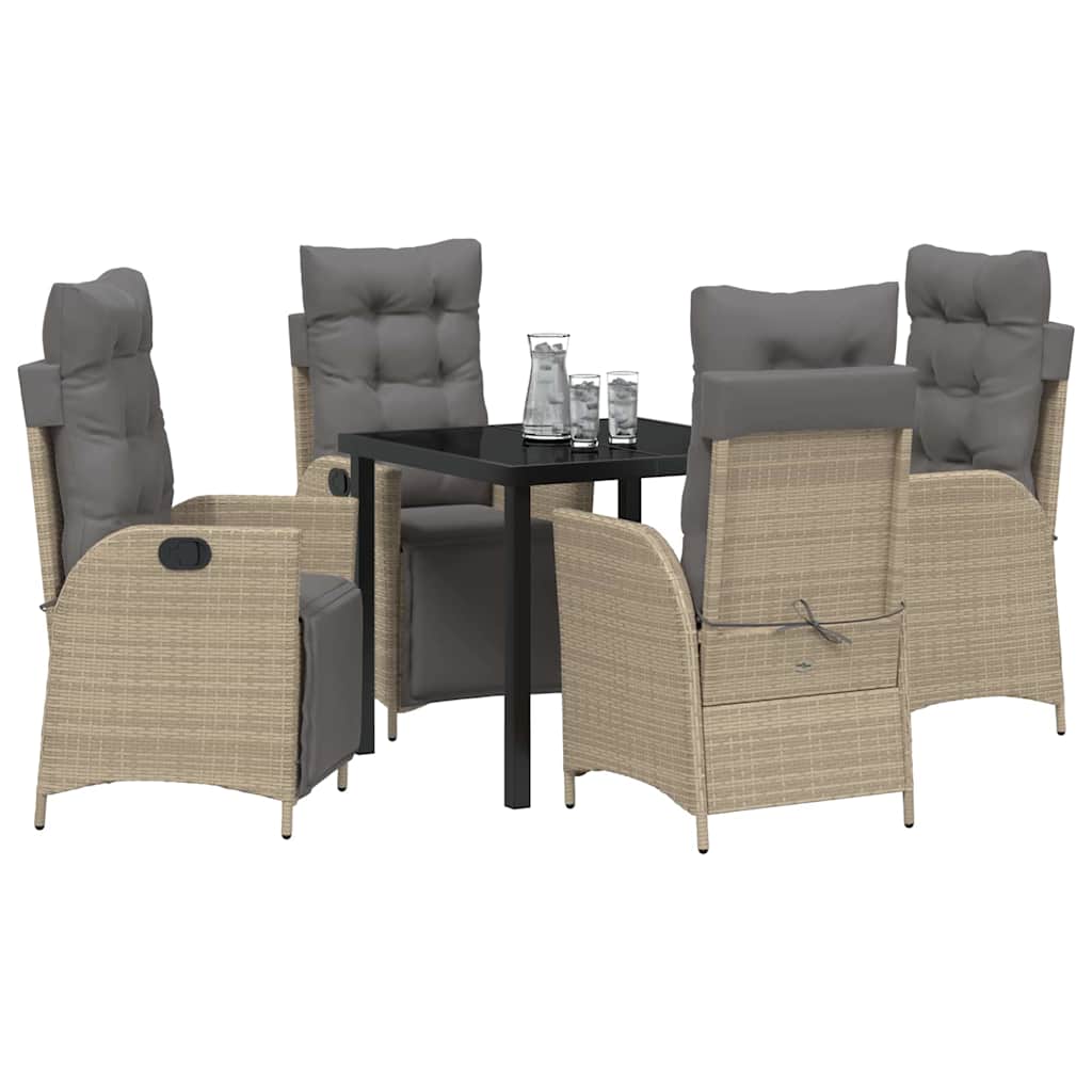 Garten Essgruppe mit Kissen 5 pcs Beige Poly-Rattan