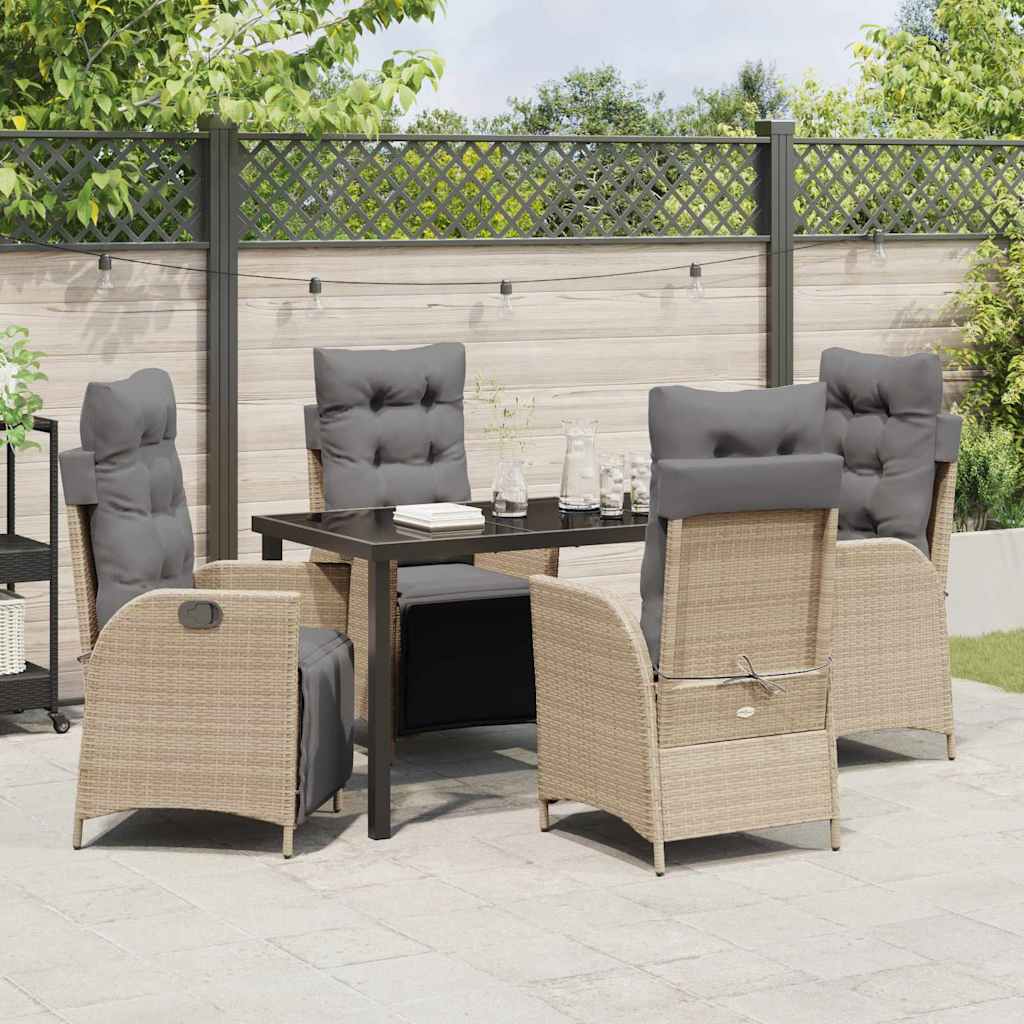 Garten Essgruppe mit Kissen 5 pcs Beige Poly-Rattan
