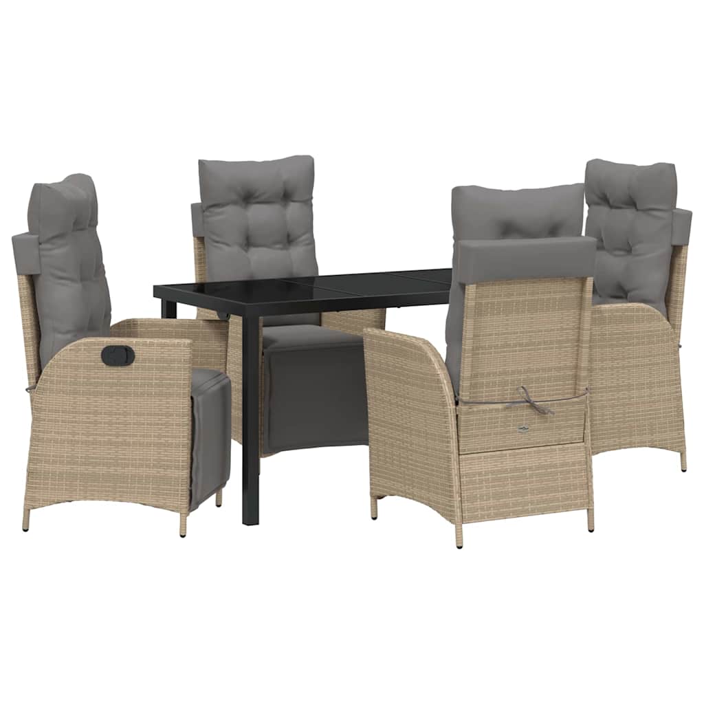 Garten Essgruppe mit Kissen 5 pcs Beige Poly-Rattan