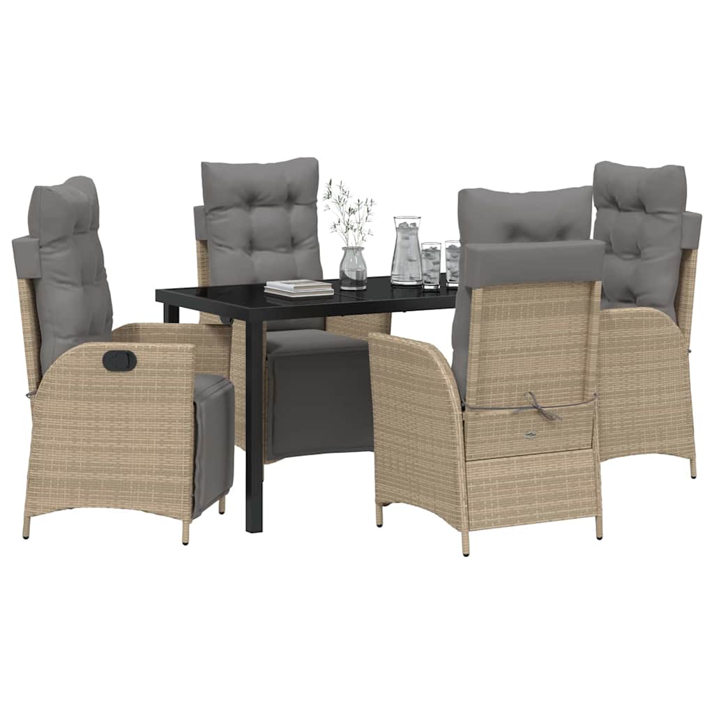 Garten Essgruppe mit Kissen 5 pcs Beige Poly-Rattan
