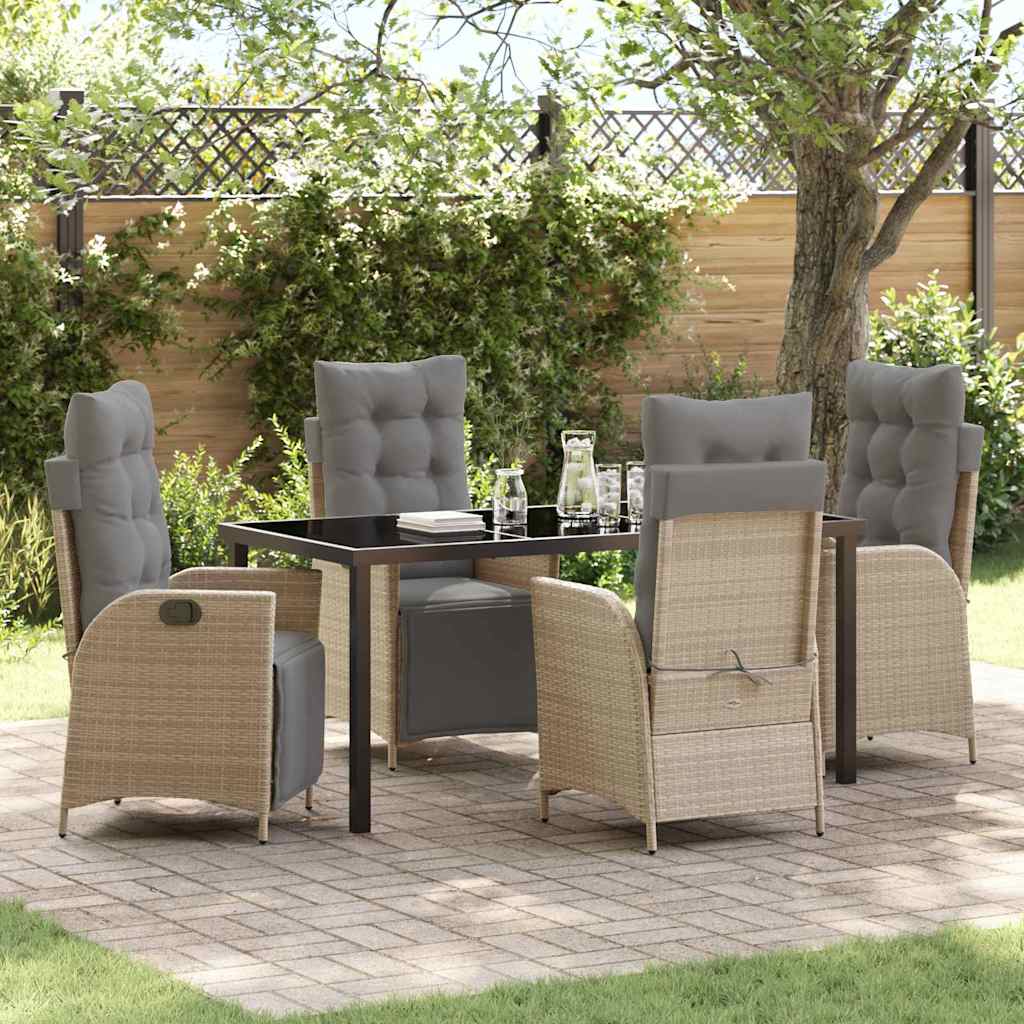 Garten Essgruppe mit Kissen 5 pcs Beige Poly-Rattan