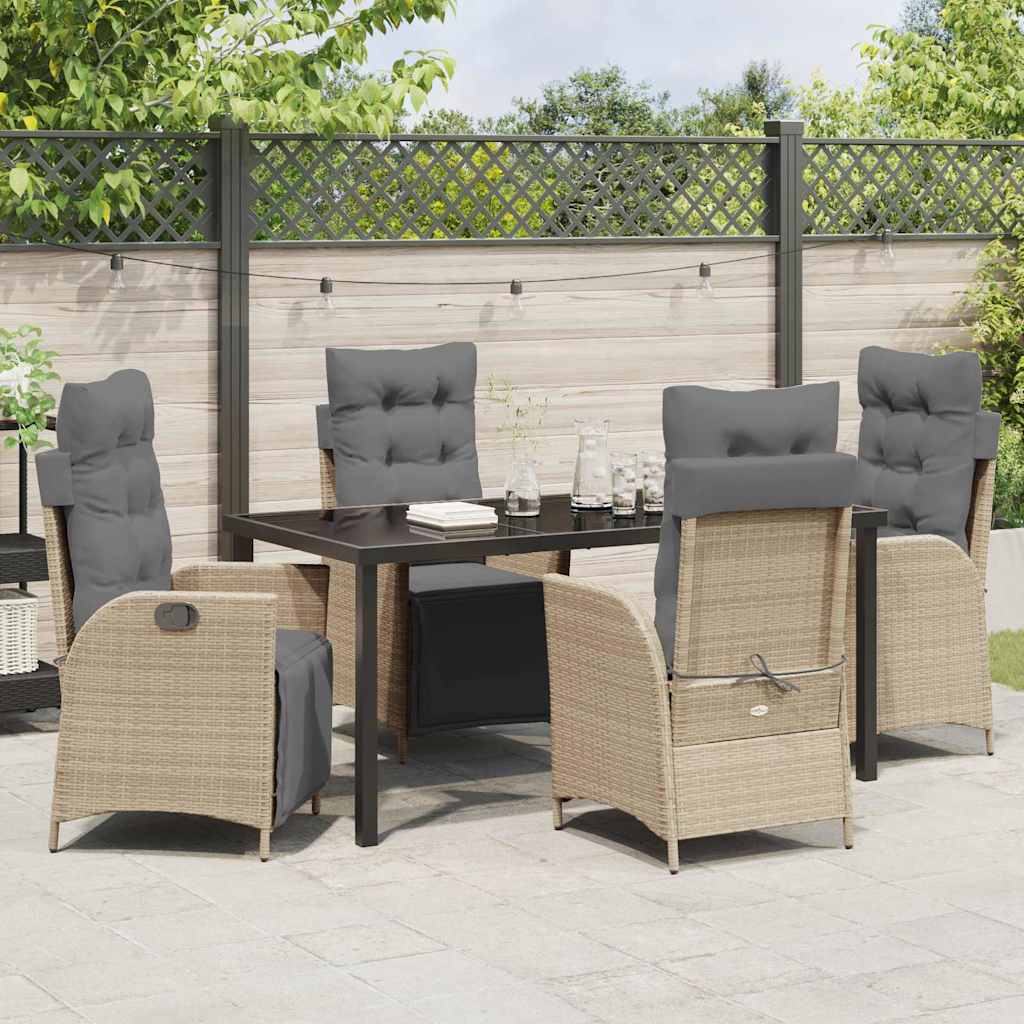 Garten Essgruppe mit Kissen 5 pcs Beige Poly-Rattan