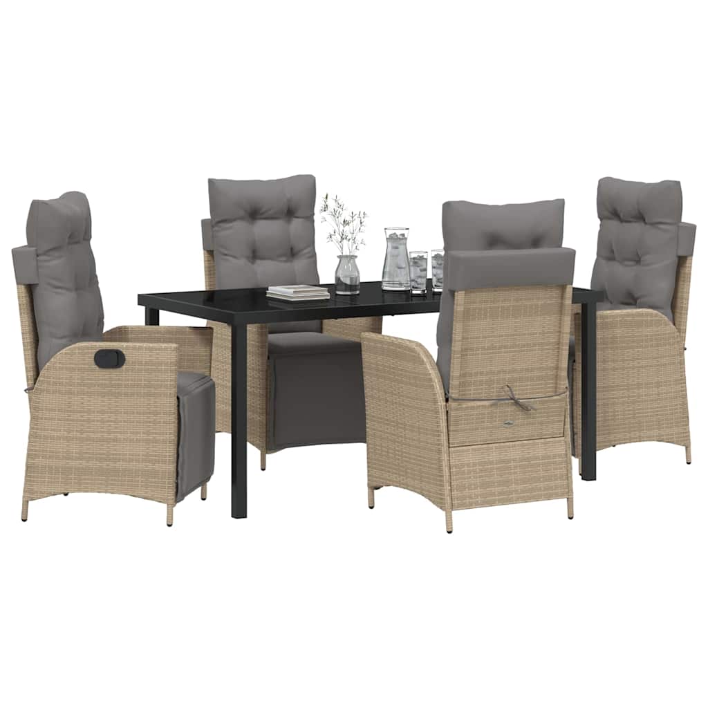 Garten Essgruppe mit Kissen 5 pcs Beige Poly-Rattan