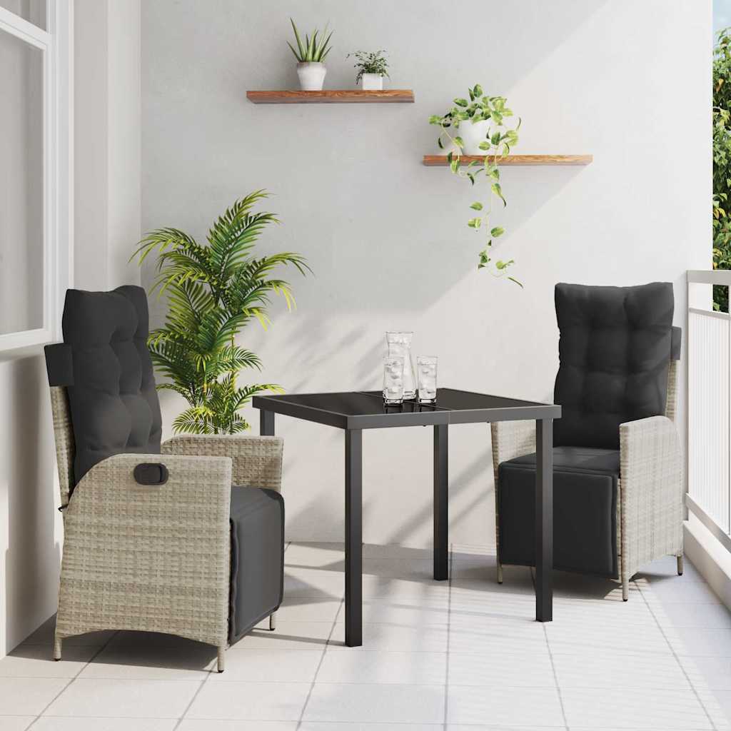 Garten Essgruppe mit Kissen 3 pcs Hellgrau Poly-Rattan