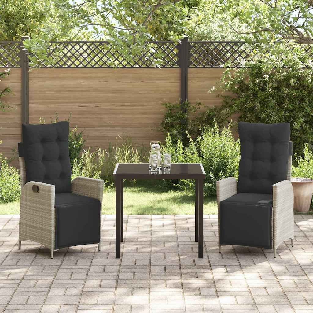 Garten Essgruppe mit Kissen 3 pcs Hellgrau Poly-Rattan