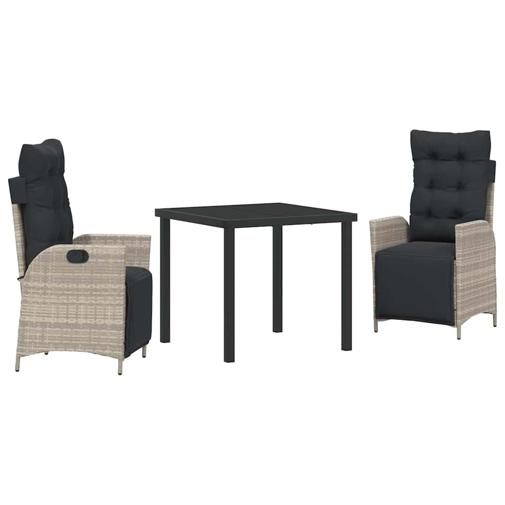Garten Essgruppe mit Kissen 3 pcs Hellgrau Poly-Rattan