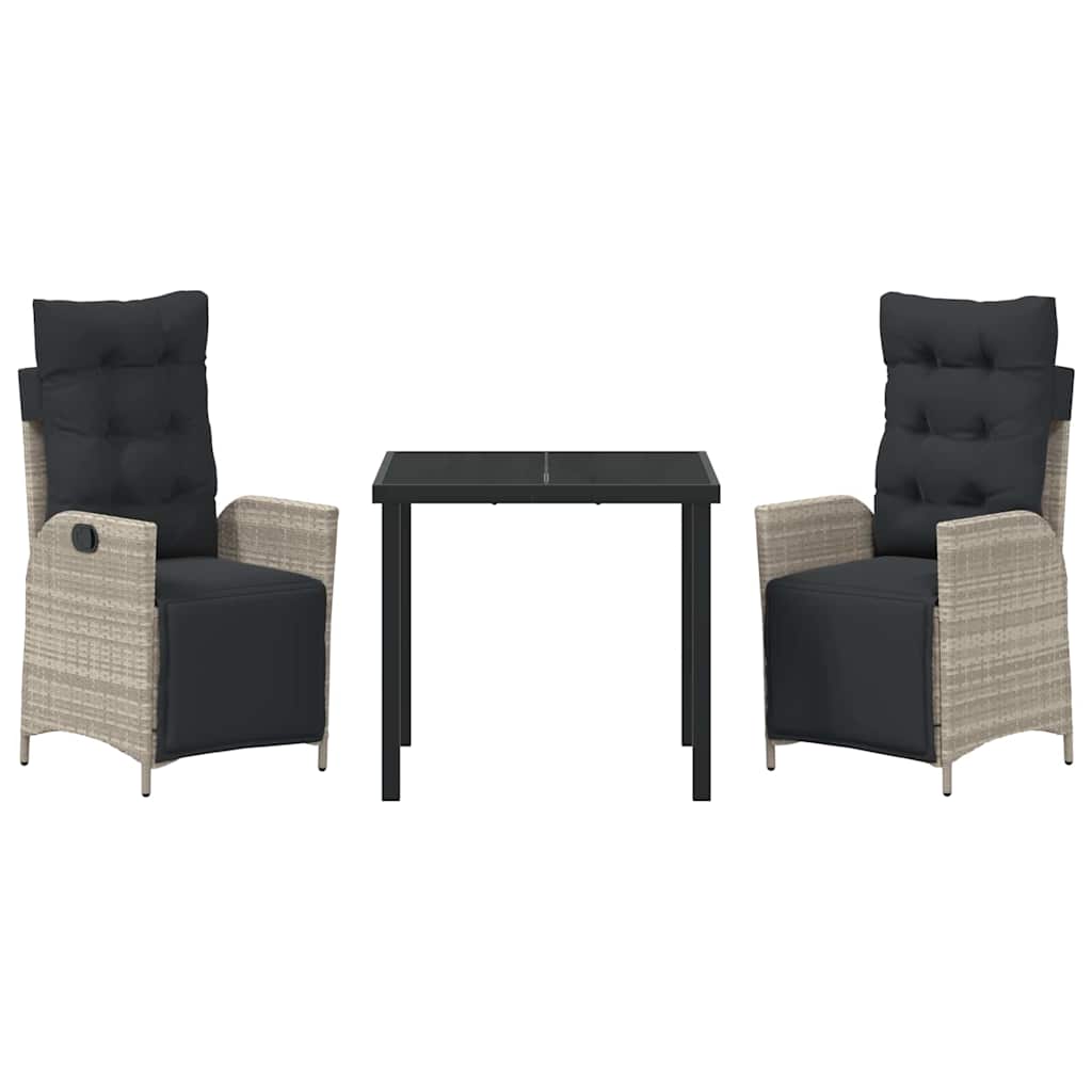 Garten Essgruppe mit Kissen 3 pcs Hellgrau Poly-Rattan