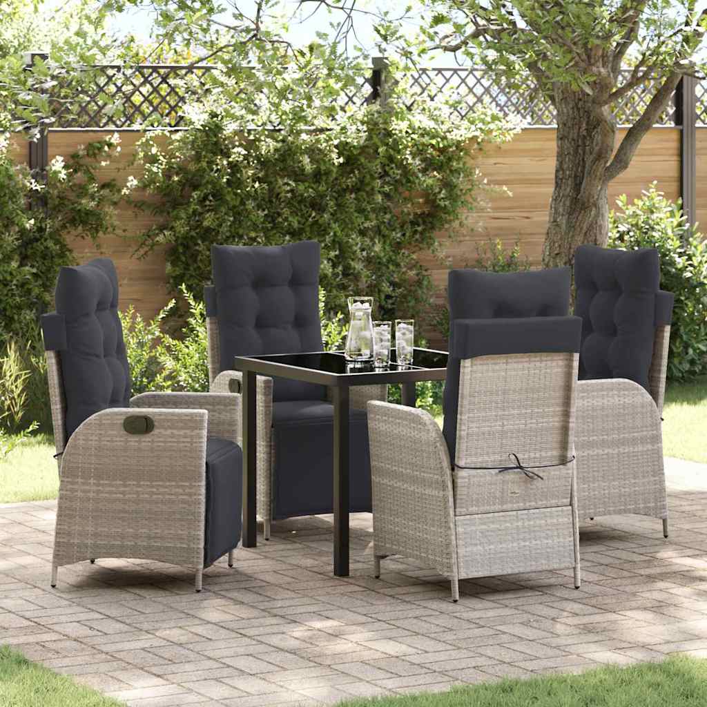 Garten Essgruppe mit Kissen 5 pcs Hellgrau Poly-Rattan