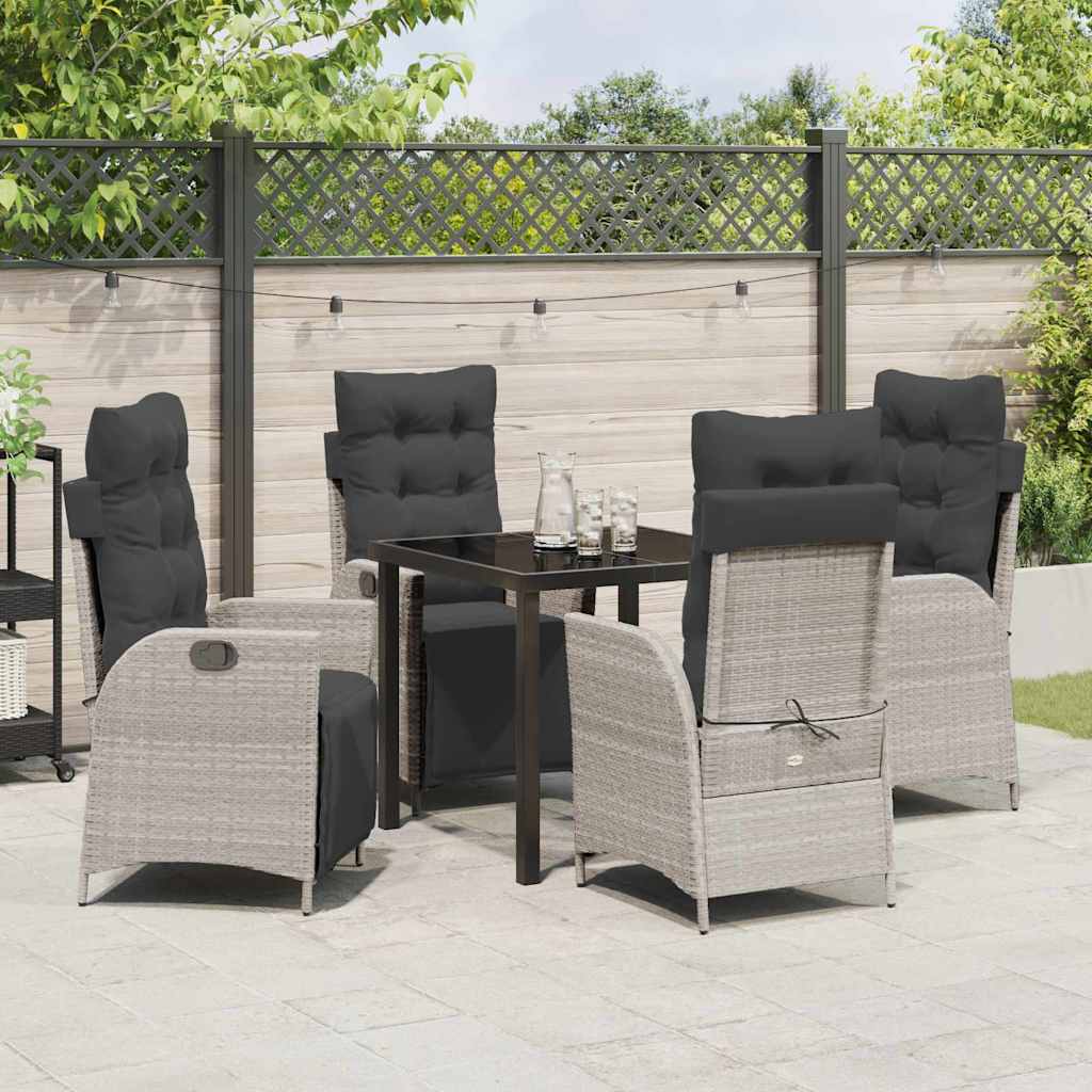 Garten Essgruppe mit Kissen 5 pcs Hellgrau Poly-Rattan